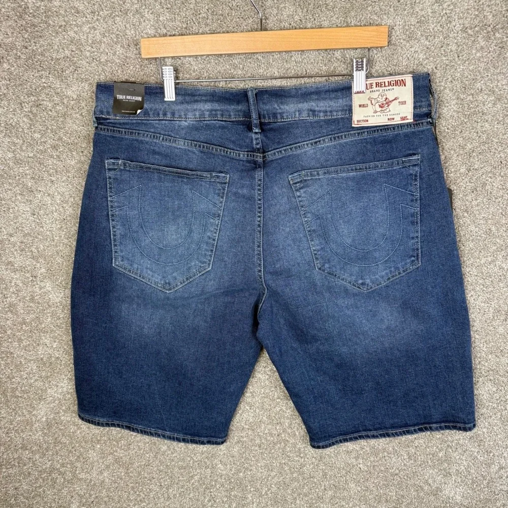 True Religion Bobby Relaxed Baggy Denim Shorts Mens 36 Medium Blaze Wash NEW